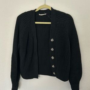 Everlane black cotton fisherman cardigan